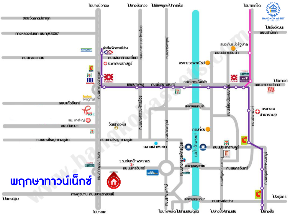 *****ทาวน์เฮ้าส์มือสองนนทบุรี โครงการ พฤกษาทาวน์ เน็กซ์ ติวานนท์-พระราม5 เนื้อที่ 16 ตร.ว. ฟังก์ชัน 3 ห้องนอน 2 ห้องน้ำ 1 ที่จอดรถ บ้านสวยพร้อมเข้าอยูบนทำเลแห่งการเดินทาง หน้าโครงการติดถนนนครอินทร์ เชื่อมต่อถนนกาญจนาภิเษก, ถนนราชพฤกษ์ ใกล้จุดขึ้นทางด่วน "กาญจนาภิเษก"